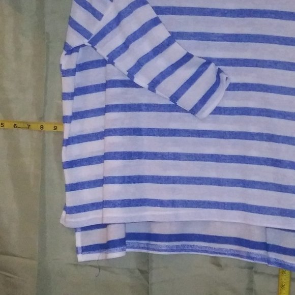 Blue and White Striped Sweater Top by Bishop & Young, size Large - Picture 4 of 12